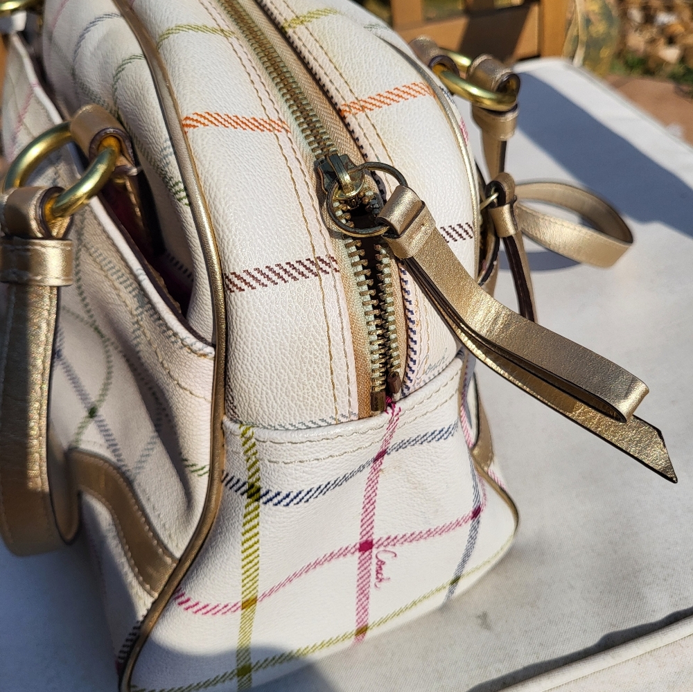 Coach Peyton Tattersall Plaid Satchel F19177 Shoulder Bag Purse - Picture 7 of 14